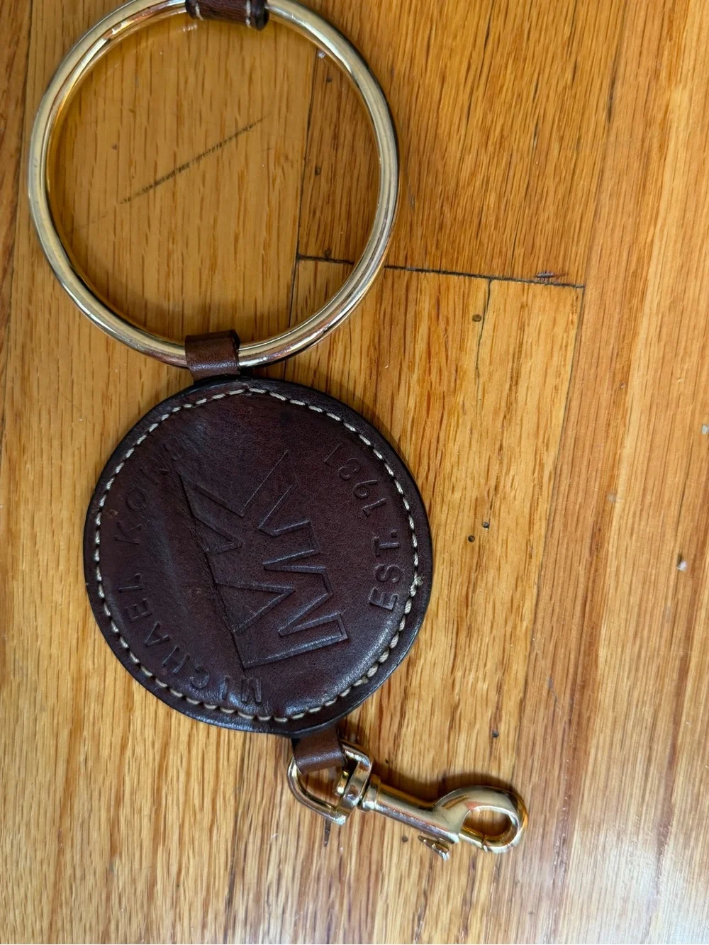Michael Kors Dark Brown Leather Ring-Link Belt with Gold Rings